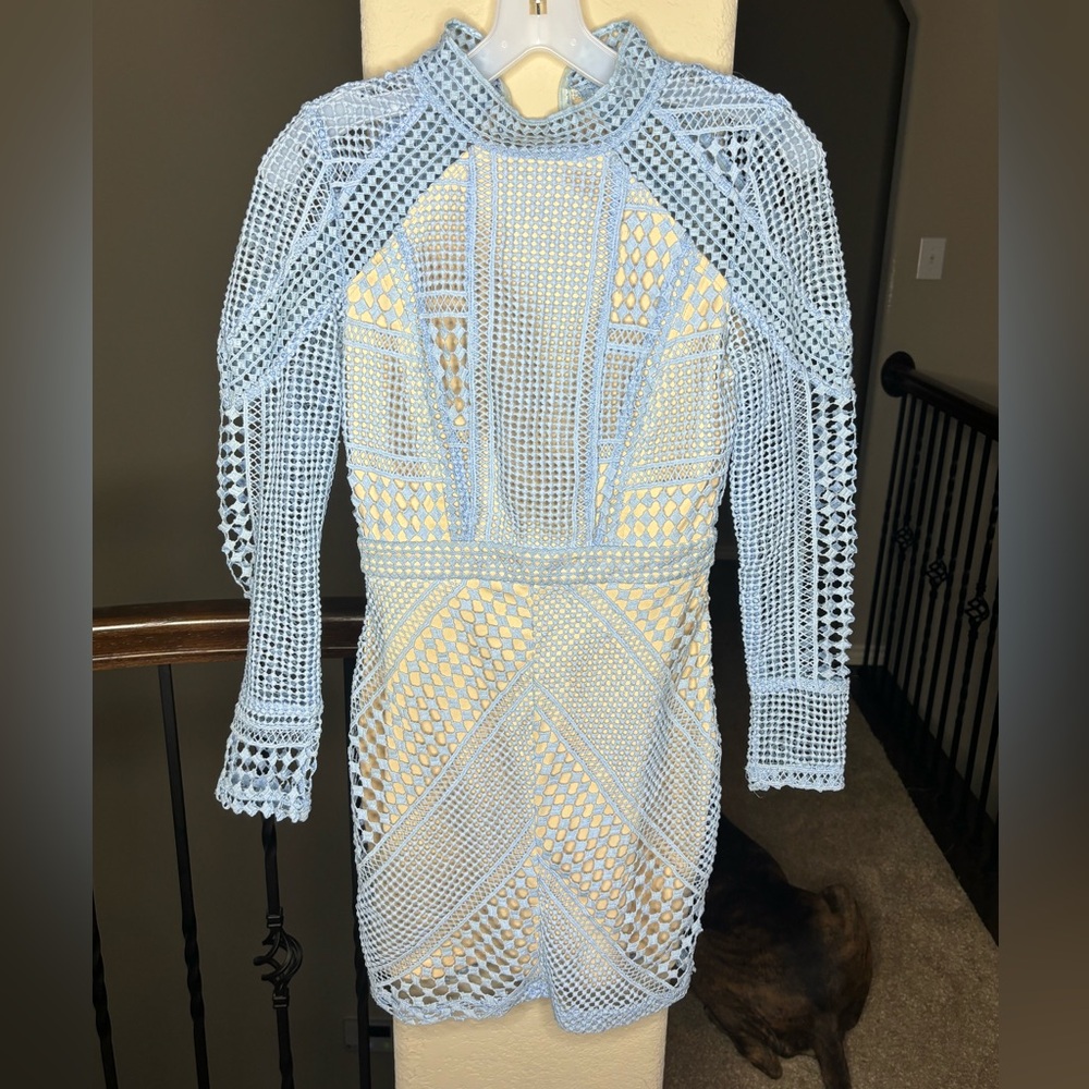 Missguided Long Sleeve Open Knit Bodycon Dress Style #DE905936 Club Y2K Date